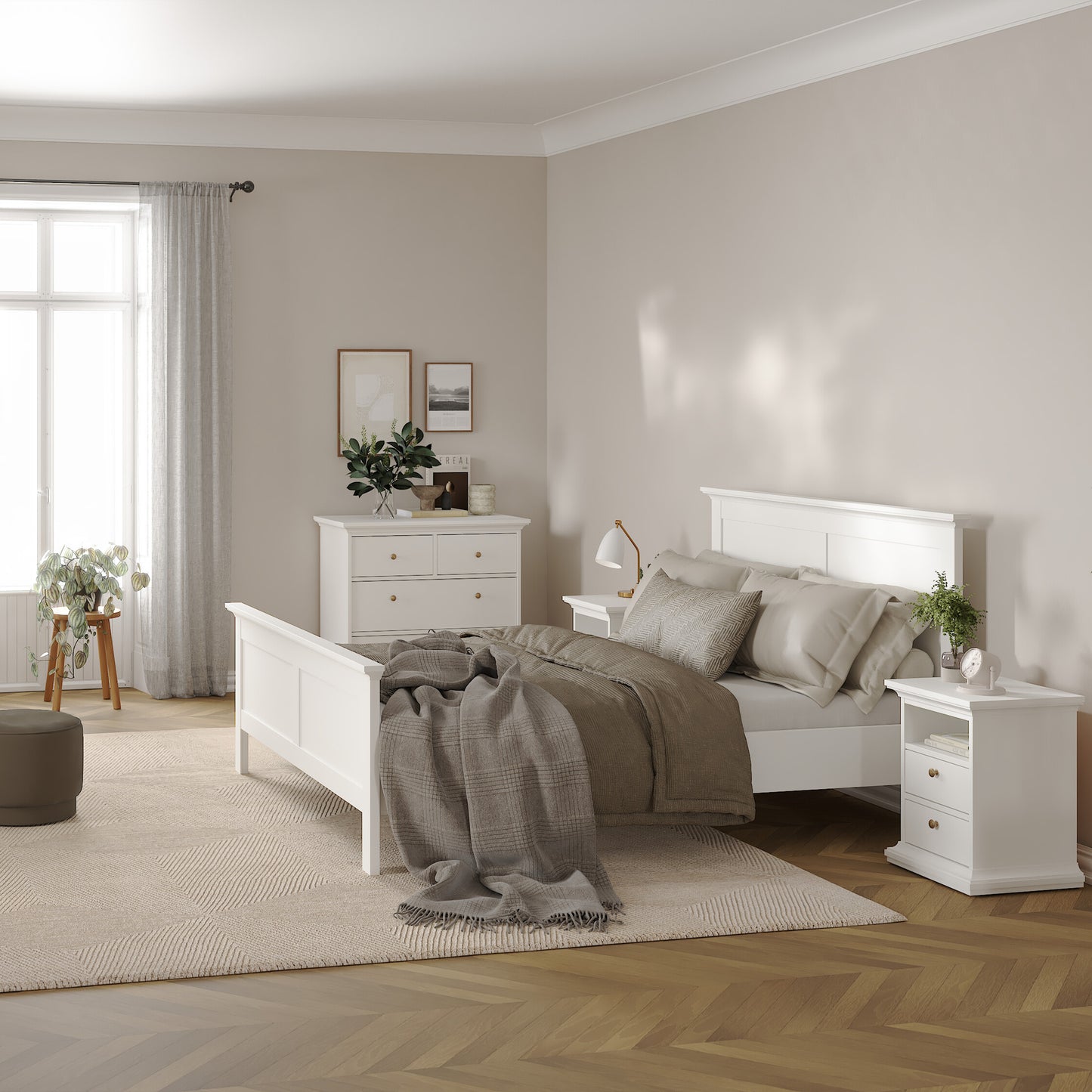 paris bedside 2 drawers in white