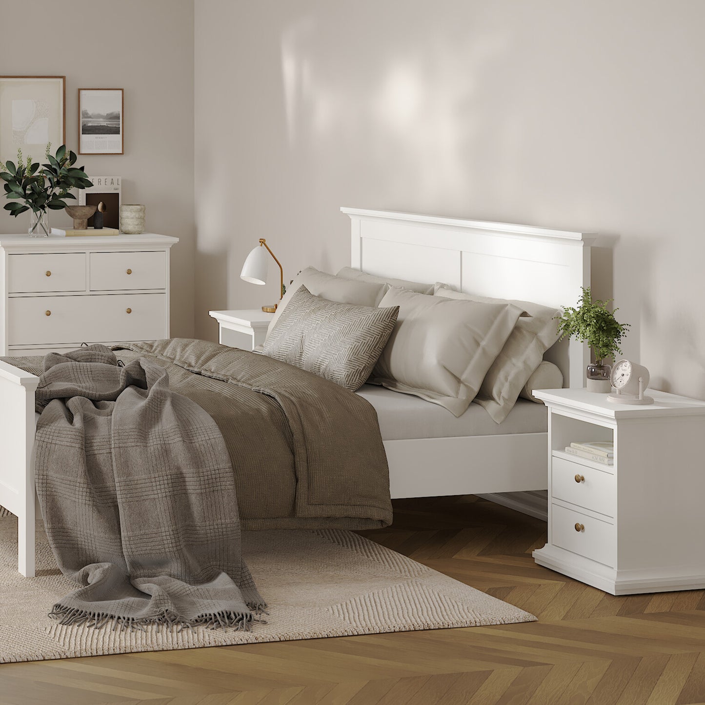 paris bedside 2 drawers in white