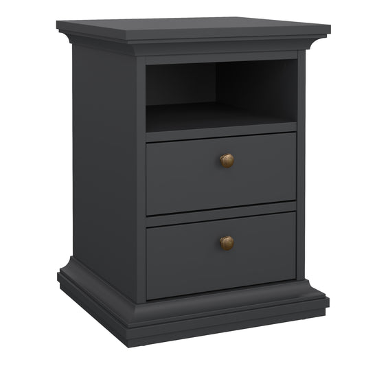 paris bedside 2 drawers in matt grey