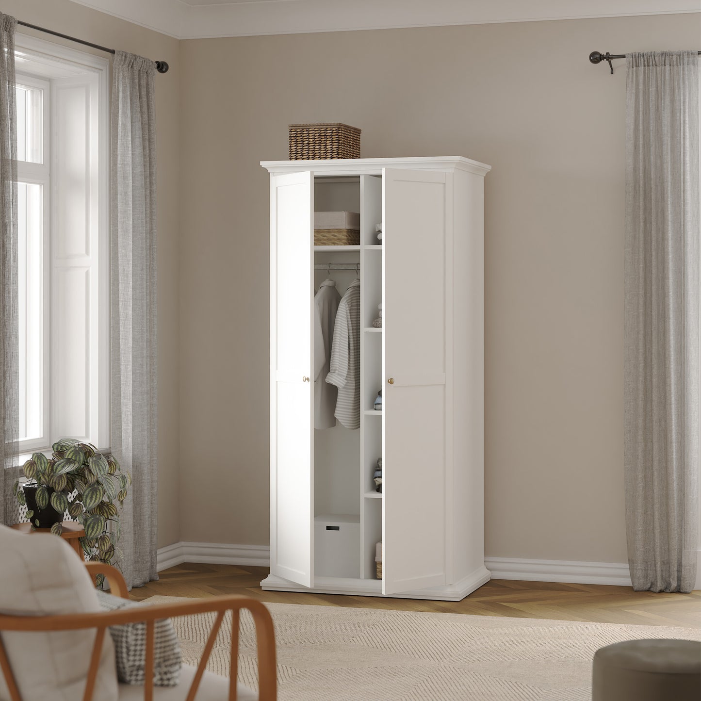 paris wardrobe with 2 doors in white