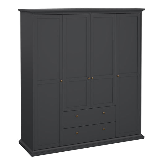 paris wardrobe with 4 doors and 2 drawers in matt grey
