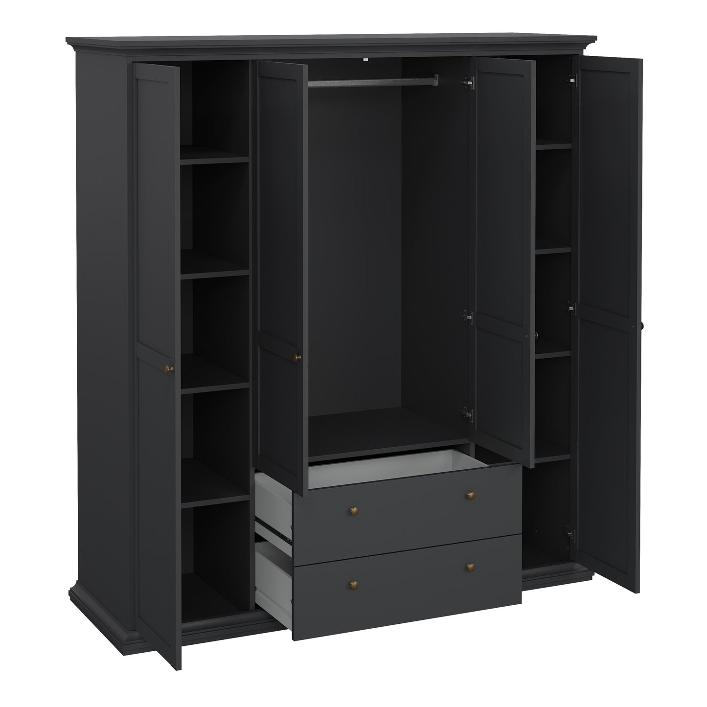 paris wardrobe with 4 doors and 2 drawers in matt grey