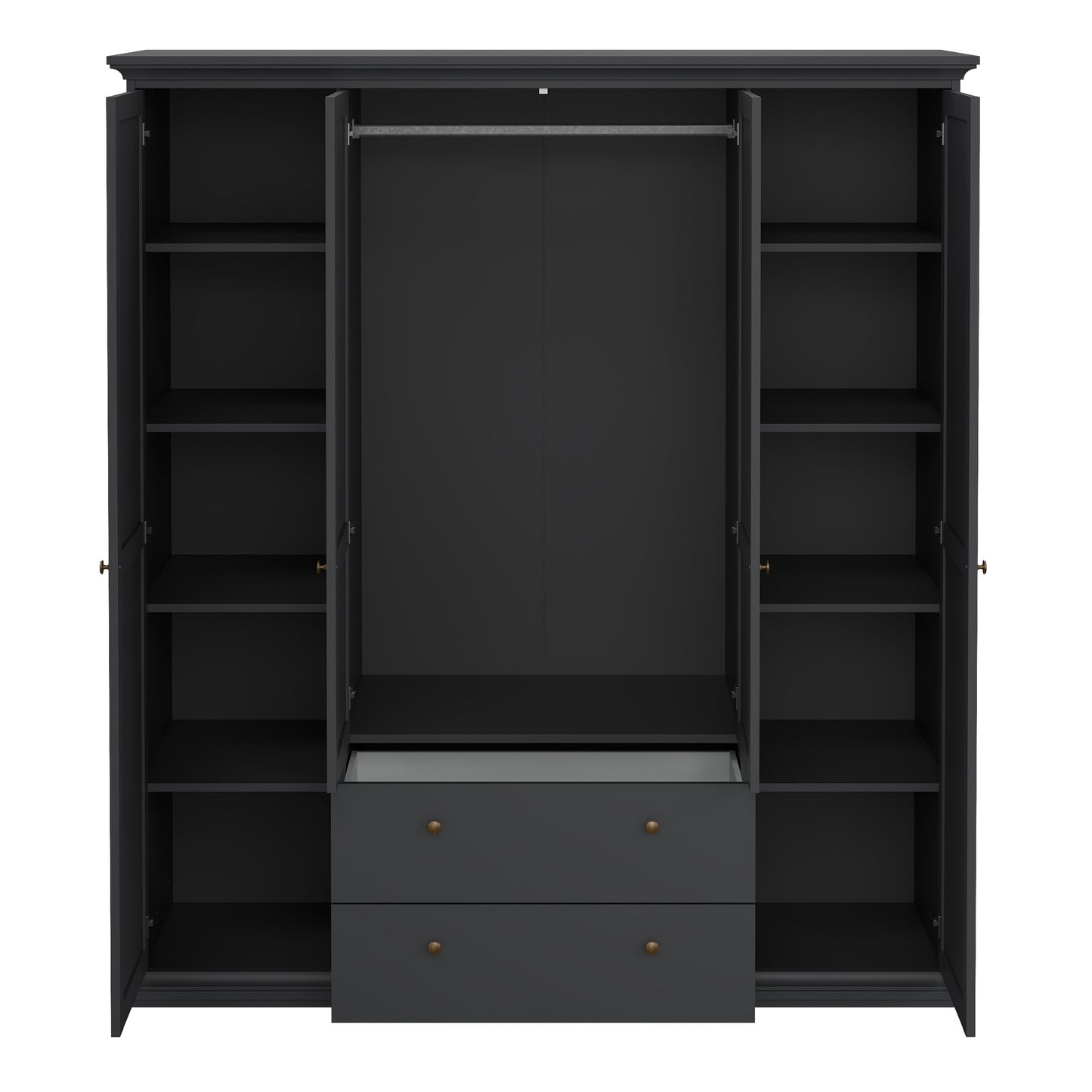 paris wardrobe with 4 doors and 2 drawers in matt grey