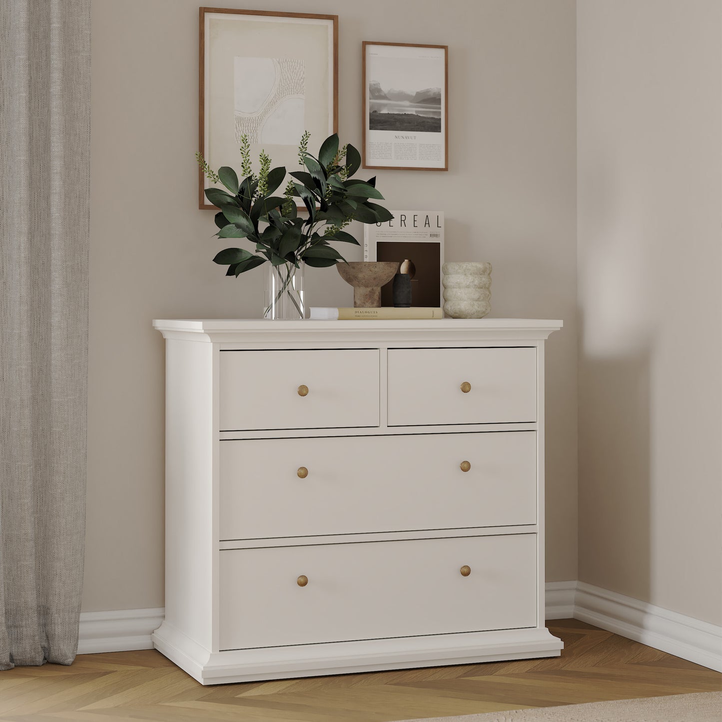 paris chest of 4 drawers in white