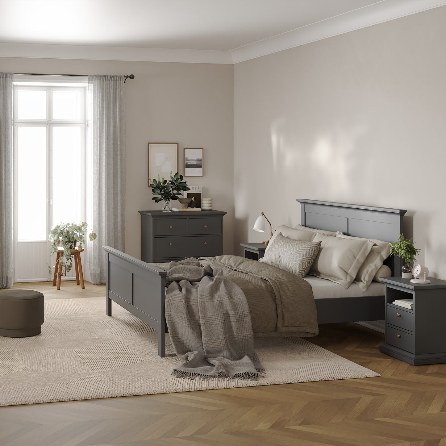 paris chest of 4 drawers in matt grey