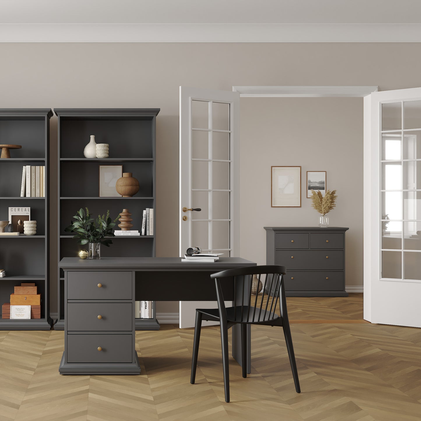 paris chest of 4 drawers in matt grey