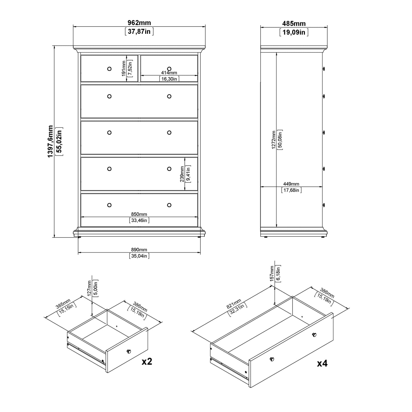 paris nightstand 1 door + 1 drawer in matt grey