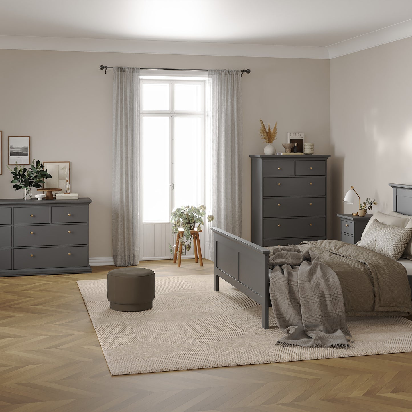 paris chest of 6 drawers in matt grey