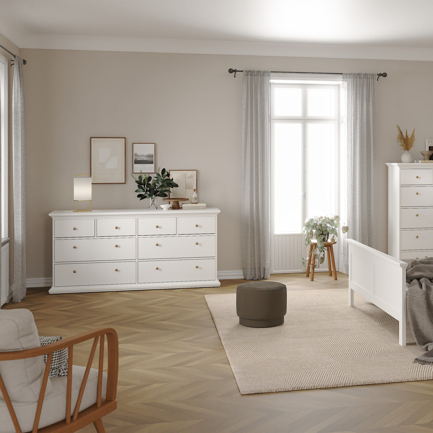 paris chest of 8 drawers in white