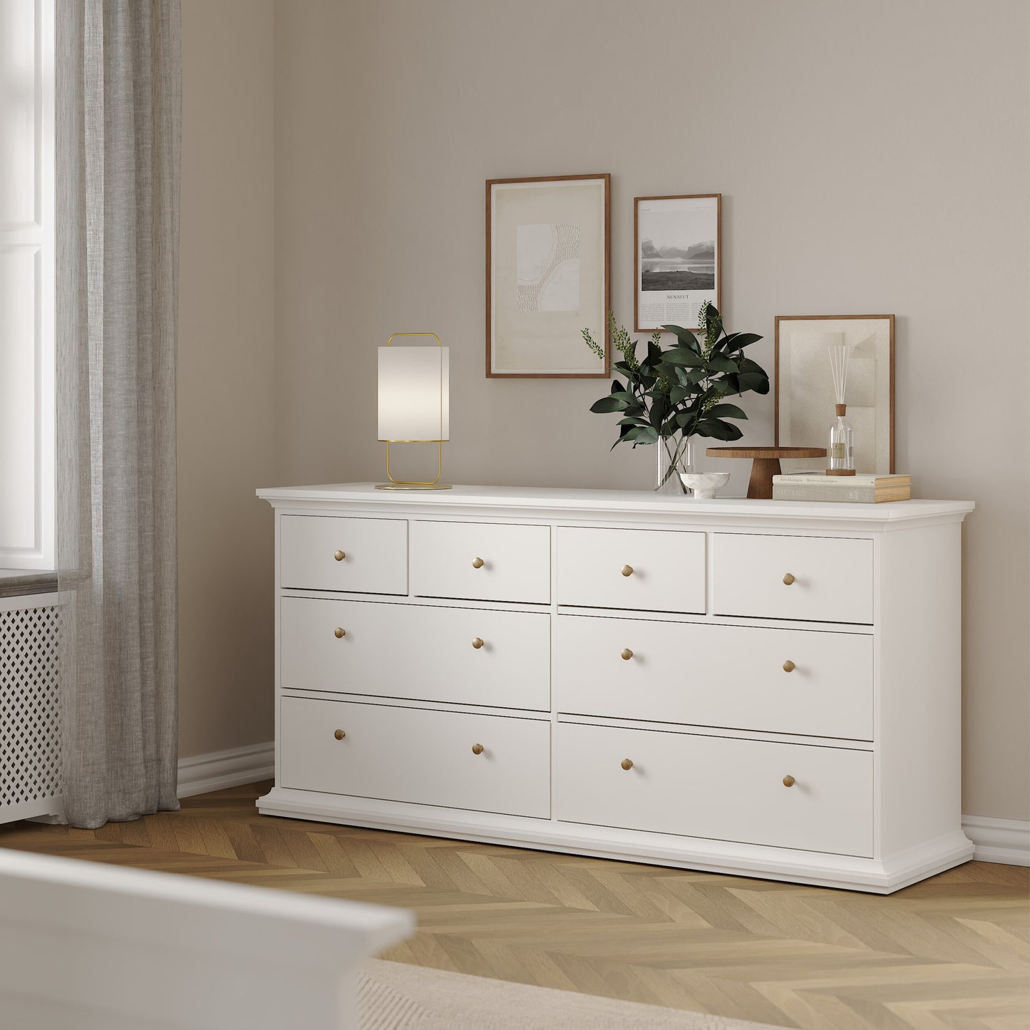 paris chest of 8 drawers in white