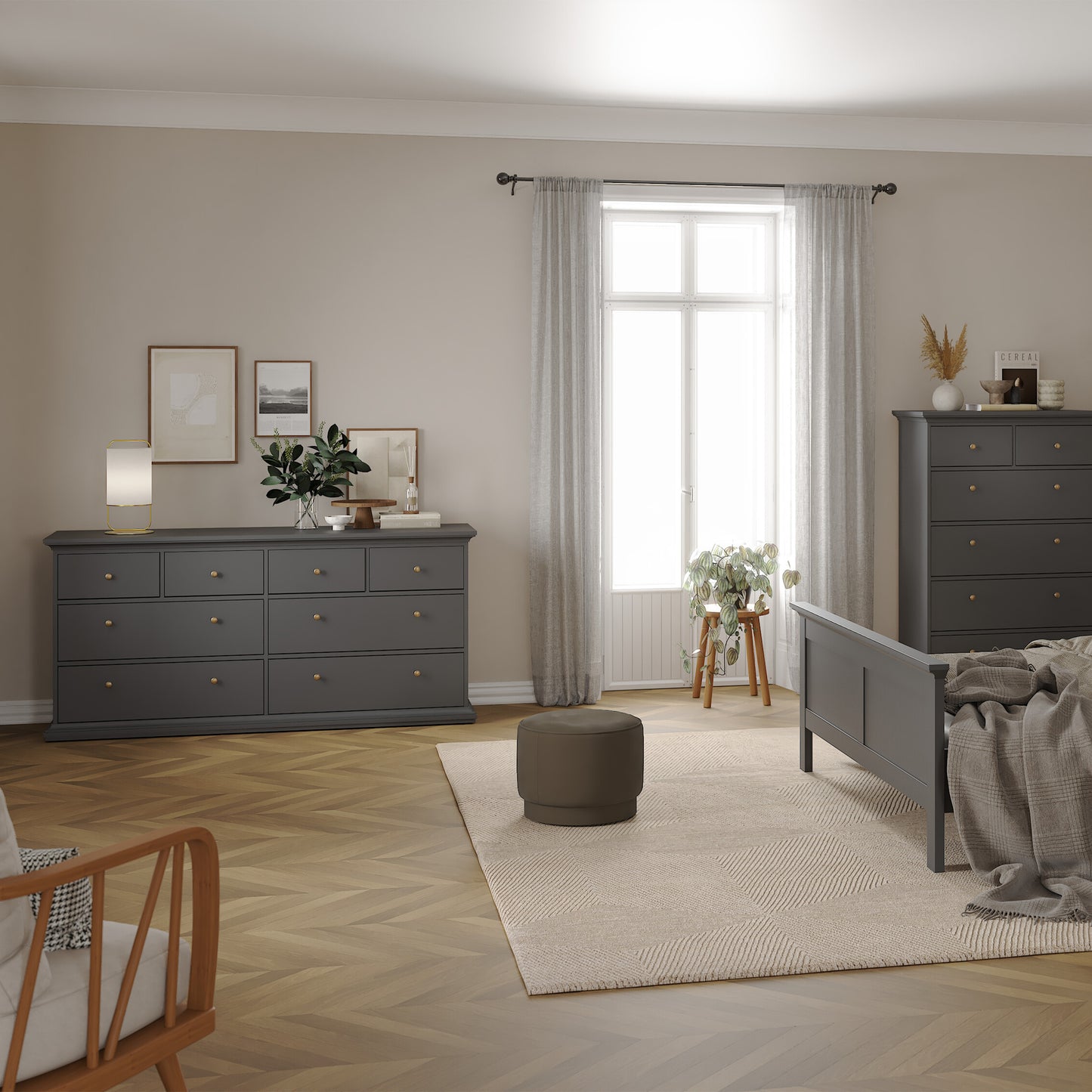 paris chest of 8 drawers in matt grey