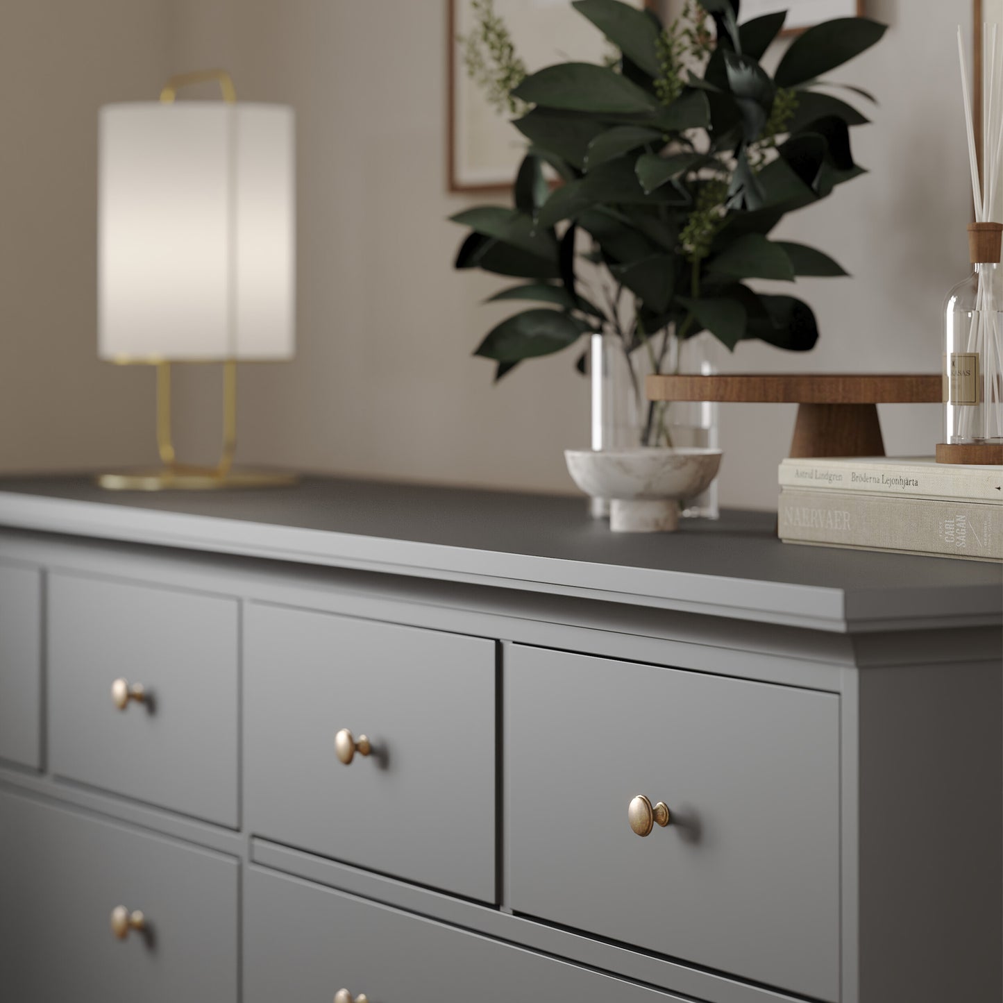 paris chest of 8 drawers in matt grey