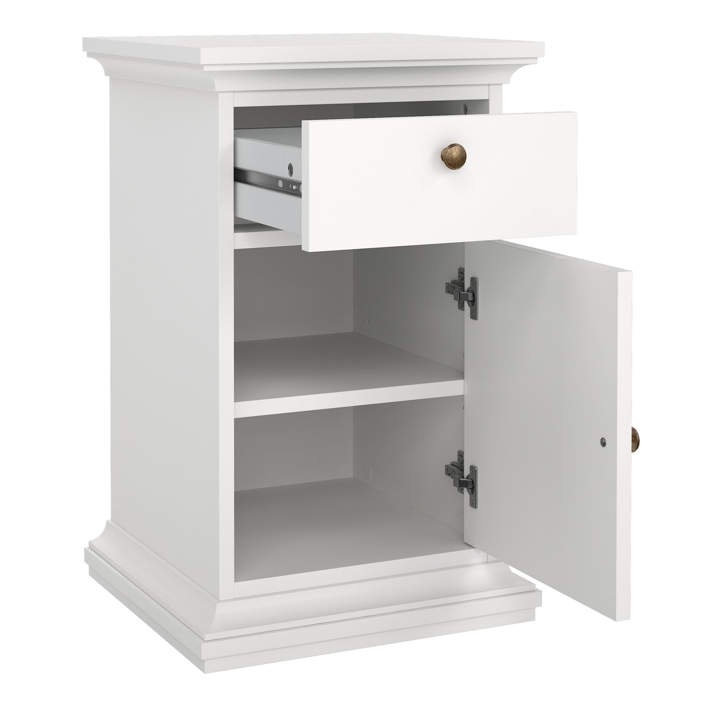 paris nightstand 1 door + 1 drawer in white
