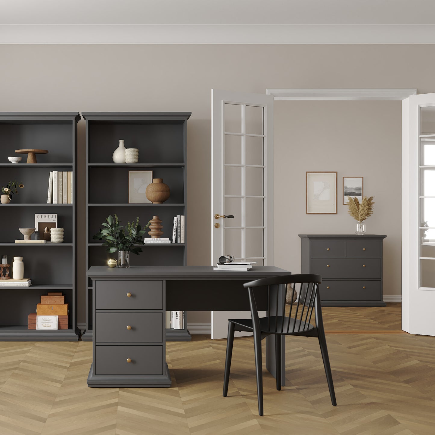 paris desk in matt grey