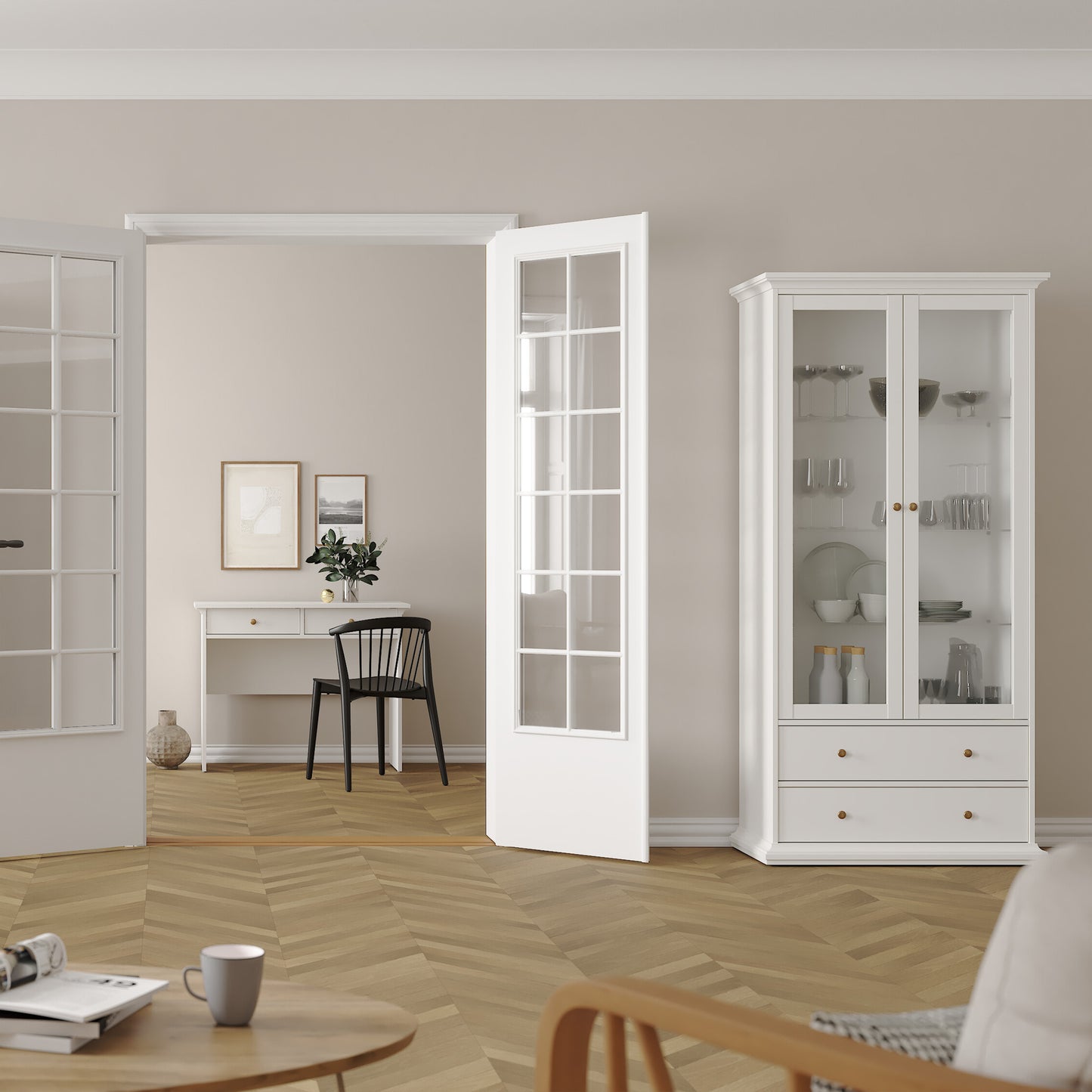 paris china cabinet in white