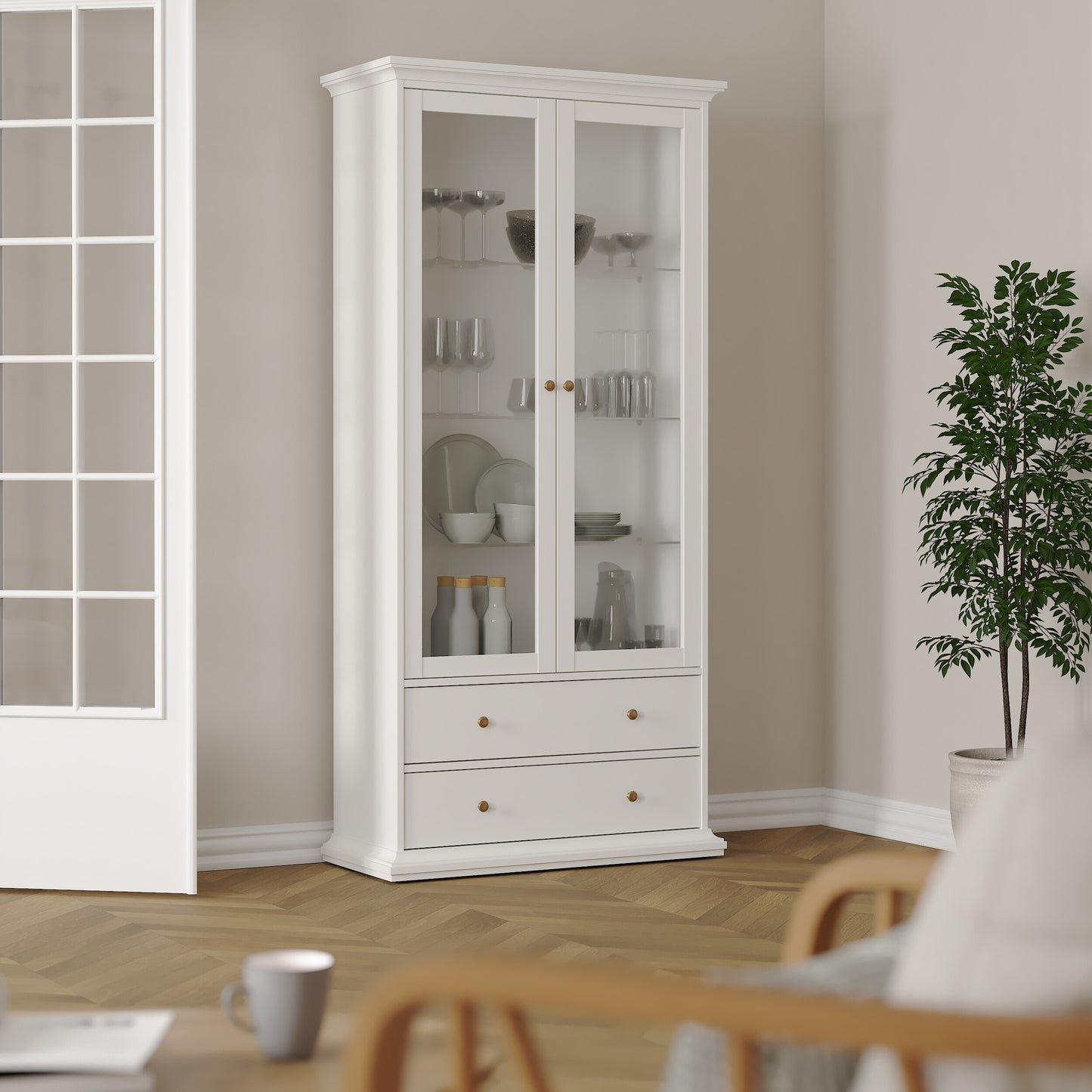 paris china cabinet in white