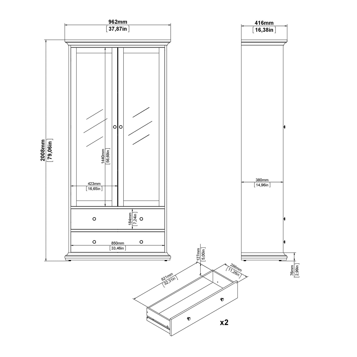 paris tall bookcase in white
