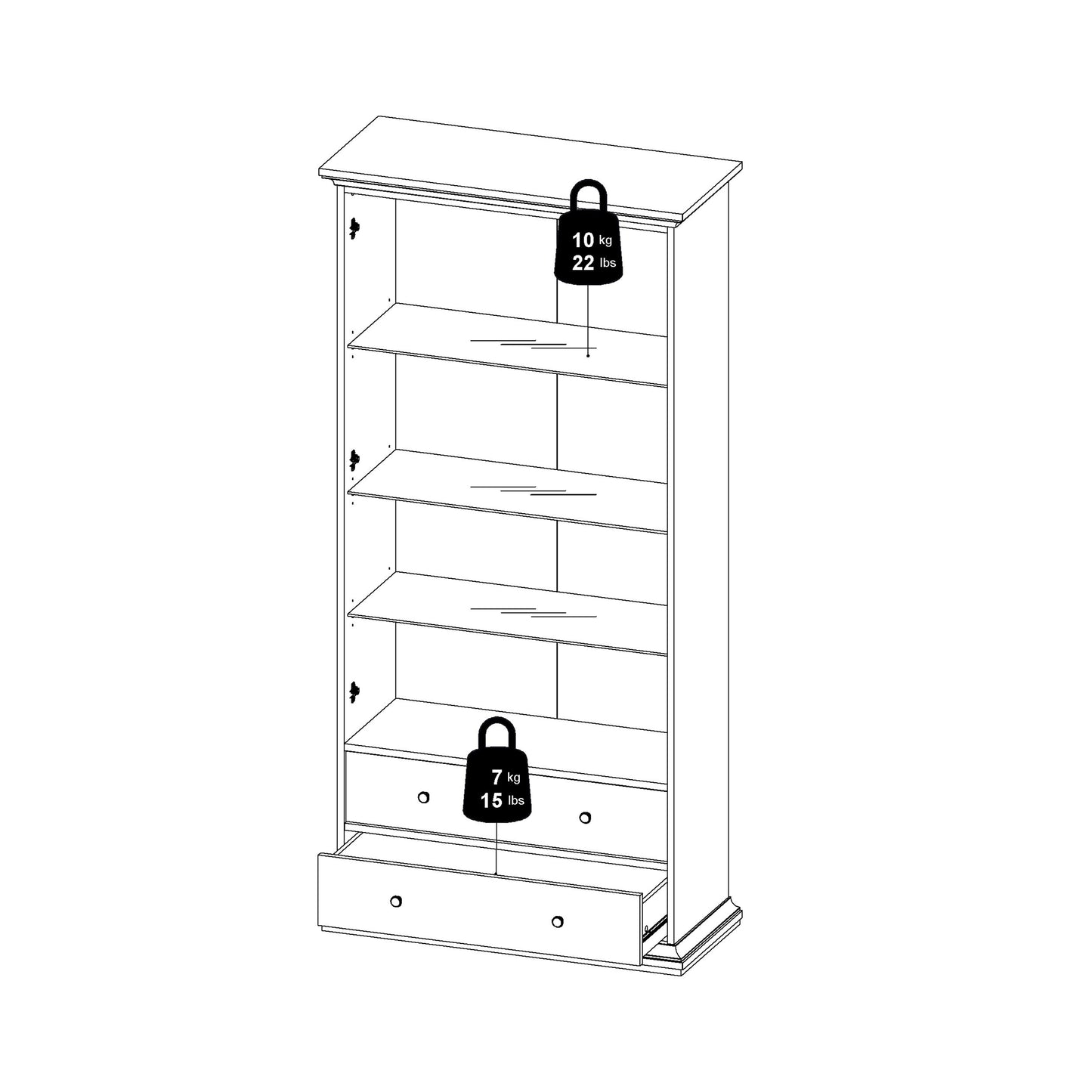 paris tall bookcase in white