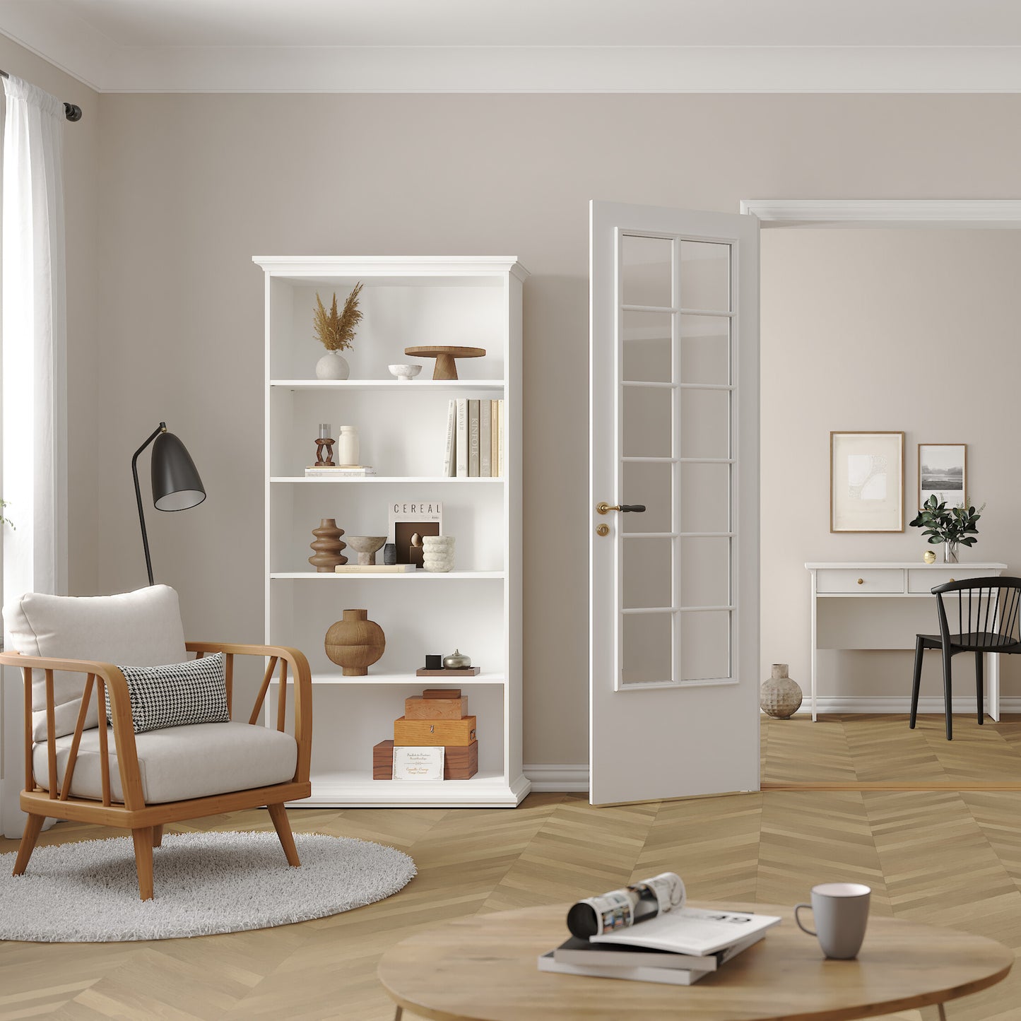 paris tall bookcase in white
