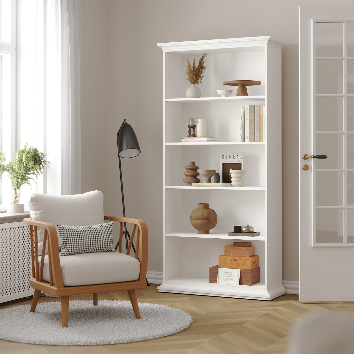 paris tall bookcase in white