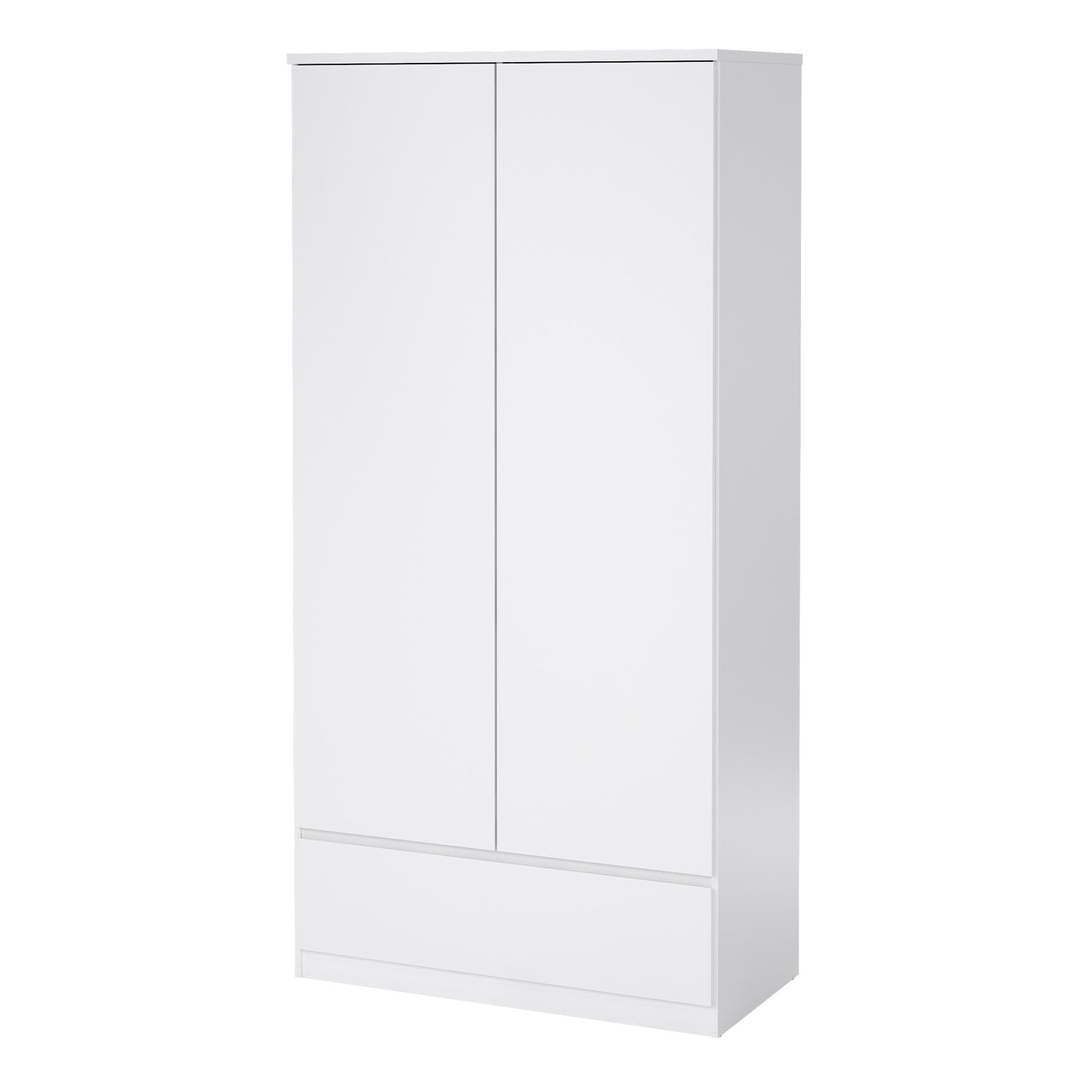 naia wardrobe with 2 doors 1 drawer in white high gloss