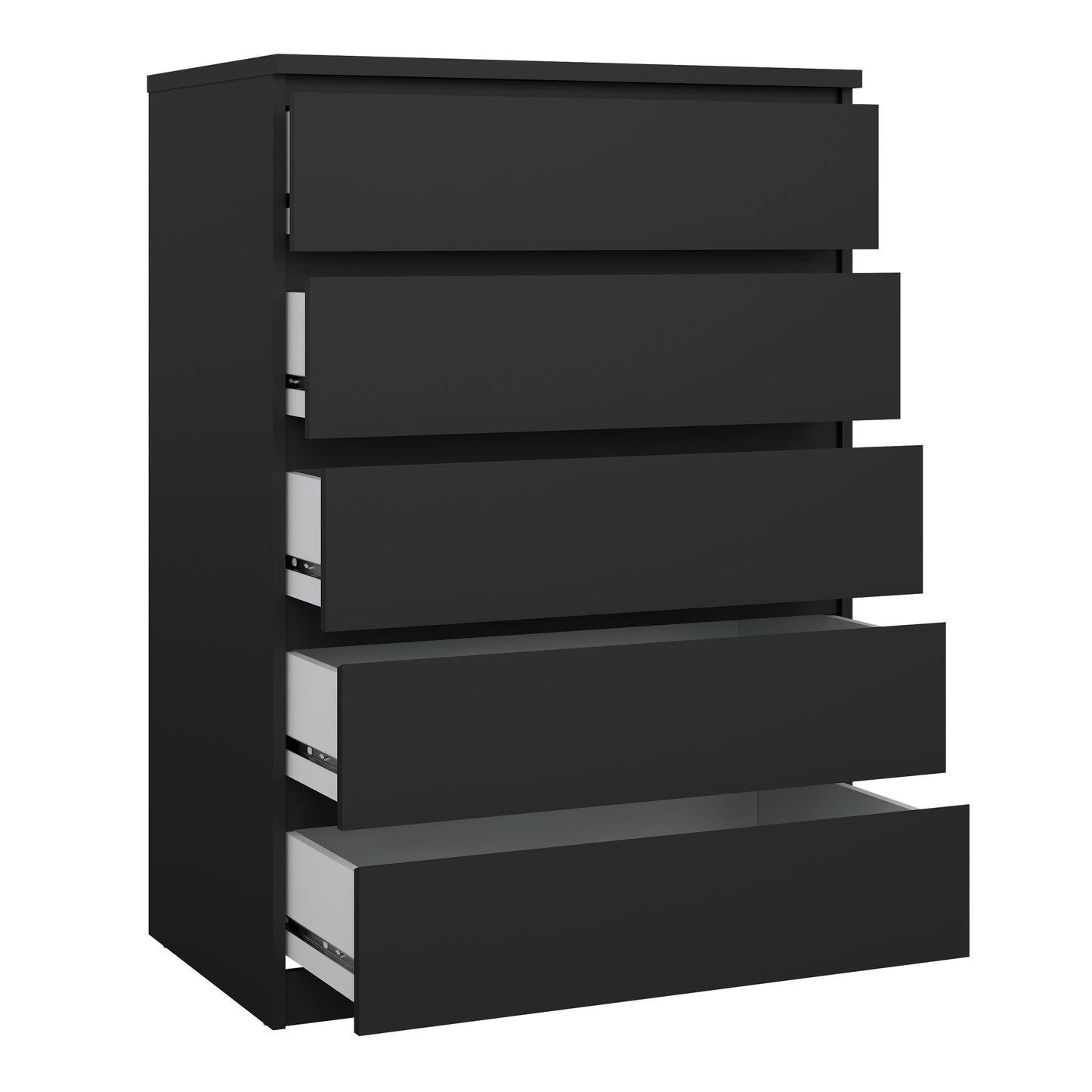 naia chest of 5 drawers in black matt