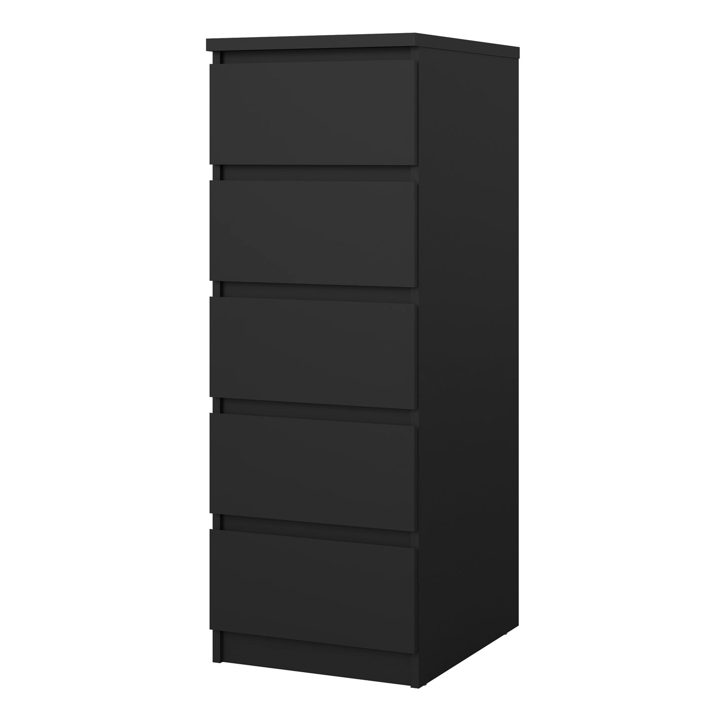 naia narrow chest of 5 drawers in black matt