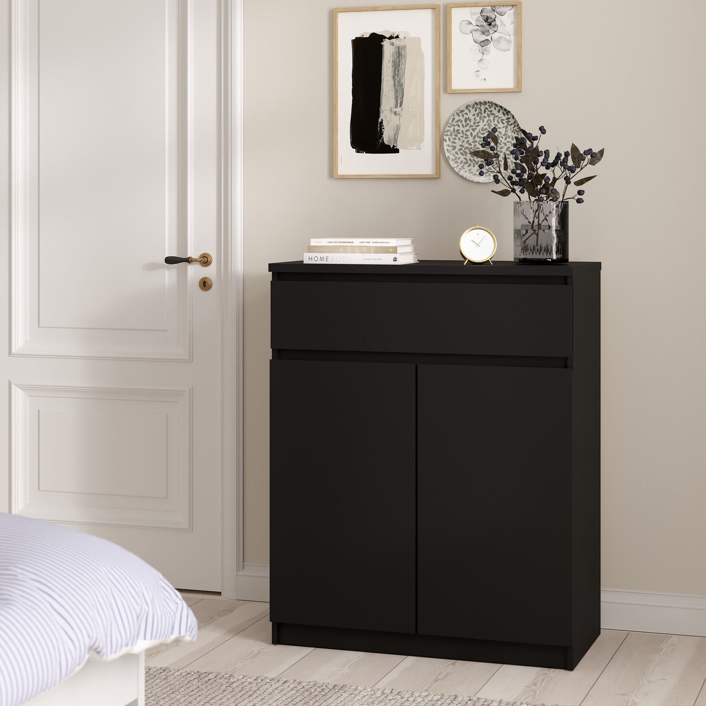 naia sideboard - 1 drawer 2 doors in black matt