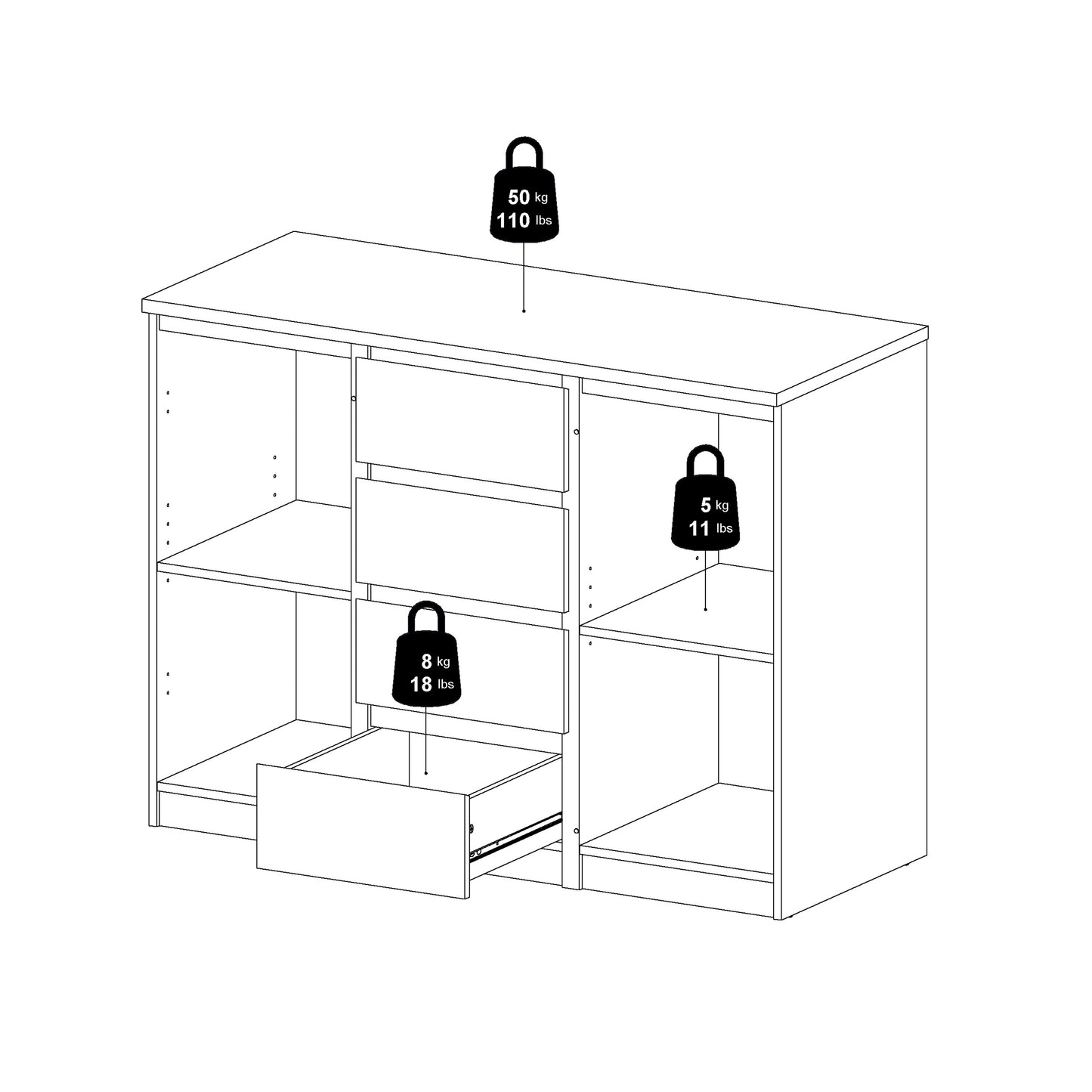 naia sideboard 4 drawers 2 doors in black matt