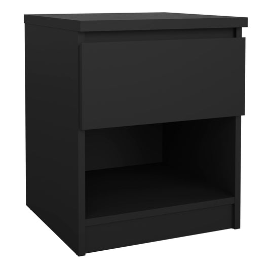 naia bedside 1 drawer 1 shelf in black matt
