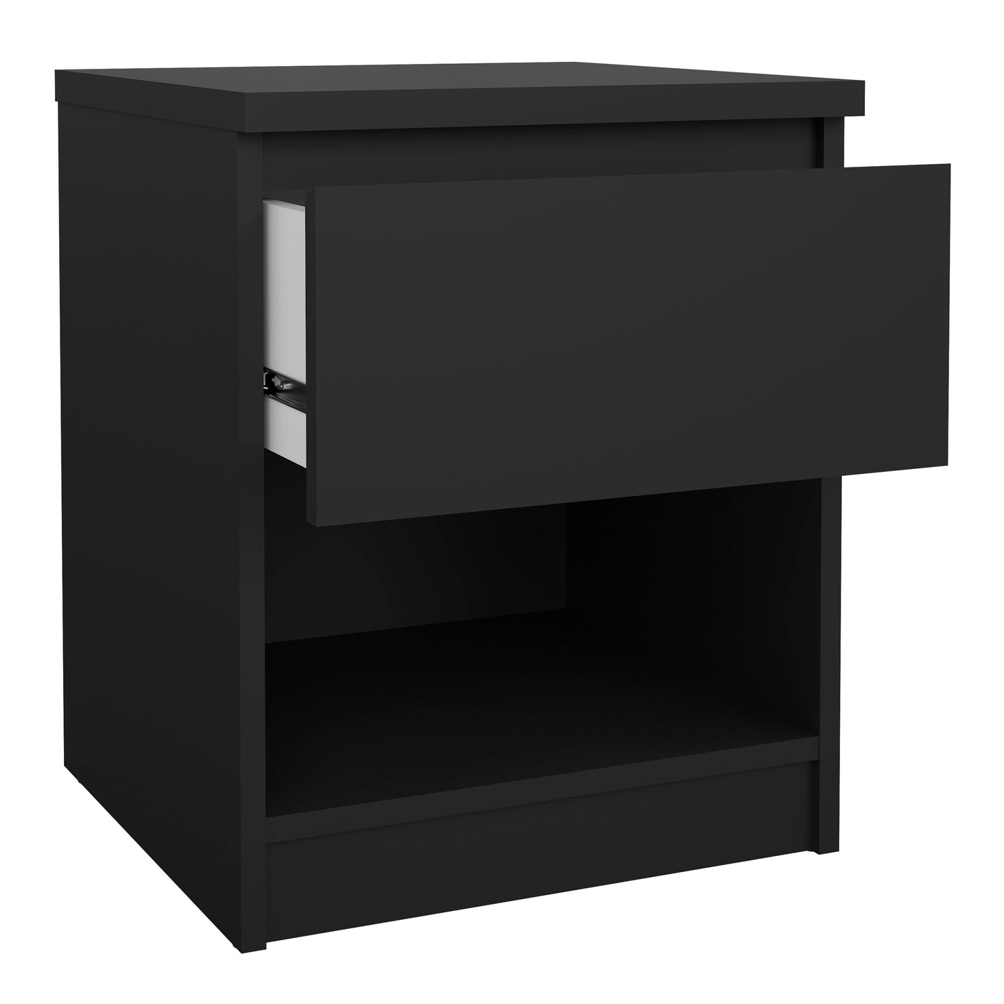 naia bedside 1 drawer 1 shelf in black matt