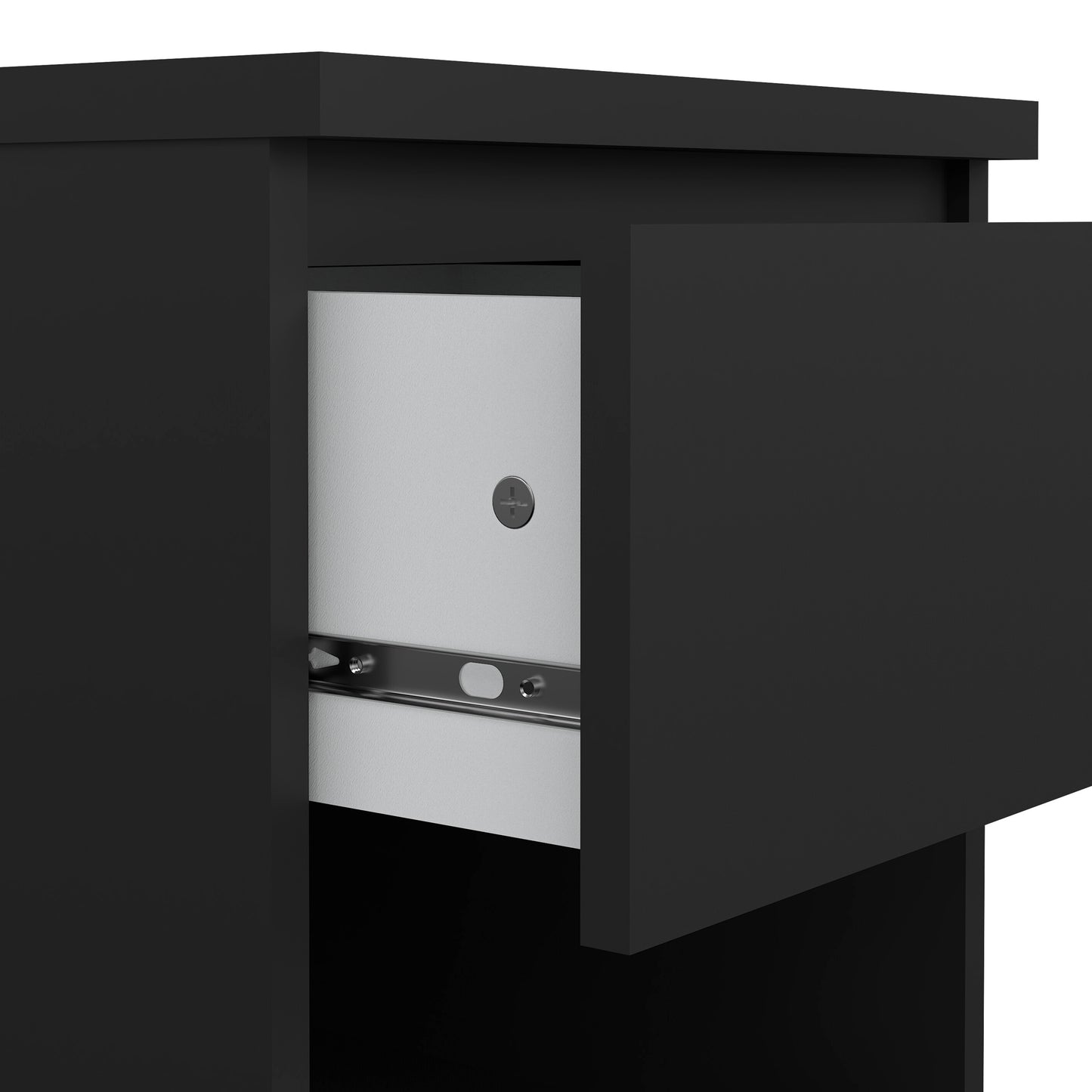 naia bedside 1 drawer 1 shelf in black matt