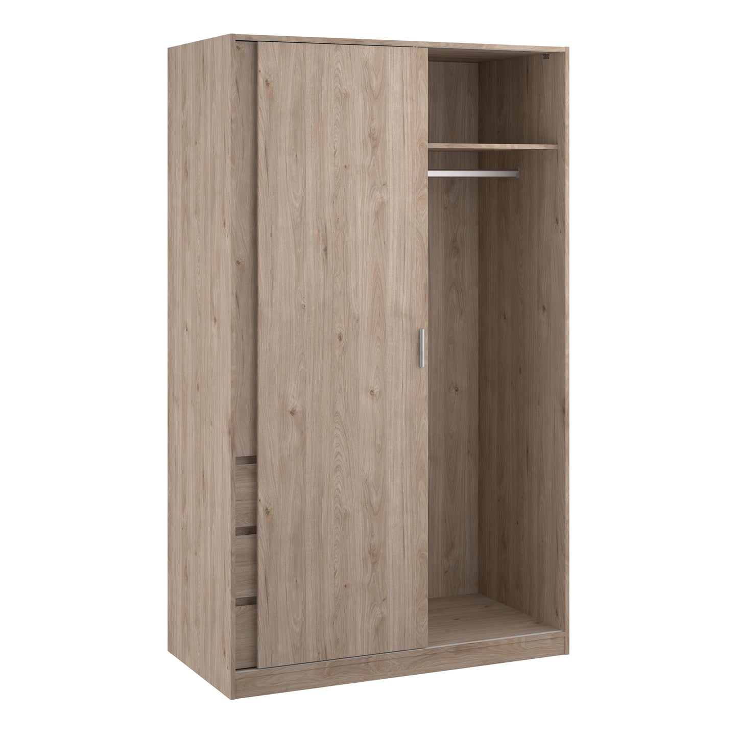 naia wardrobe with 1 sliding door 1 door 3 drawers in jackson hickory oak