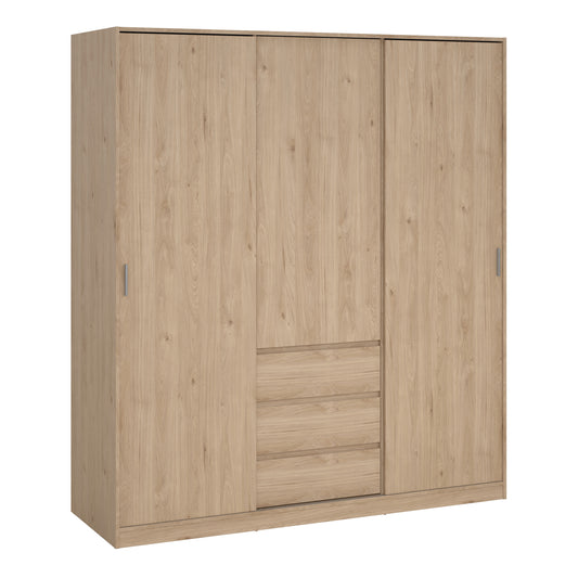 naia wardrobe with 2 sliding doors 1 door 3 drawers in jackson hickory oak