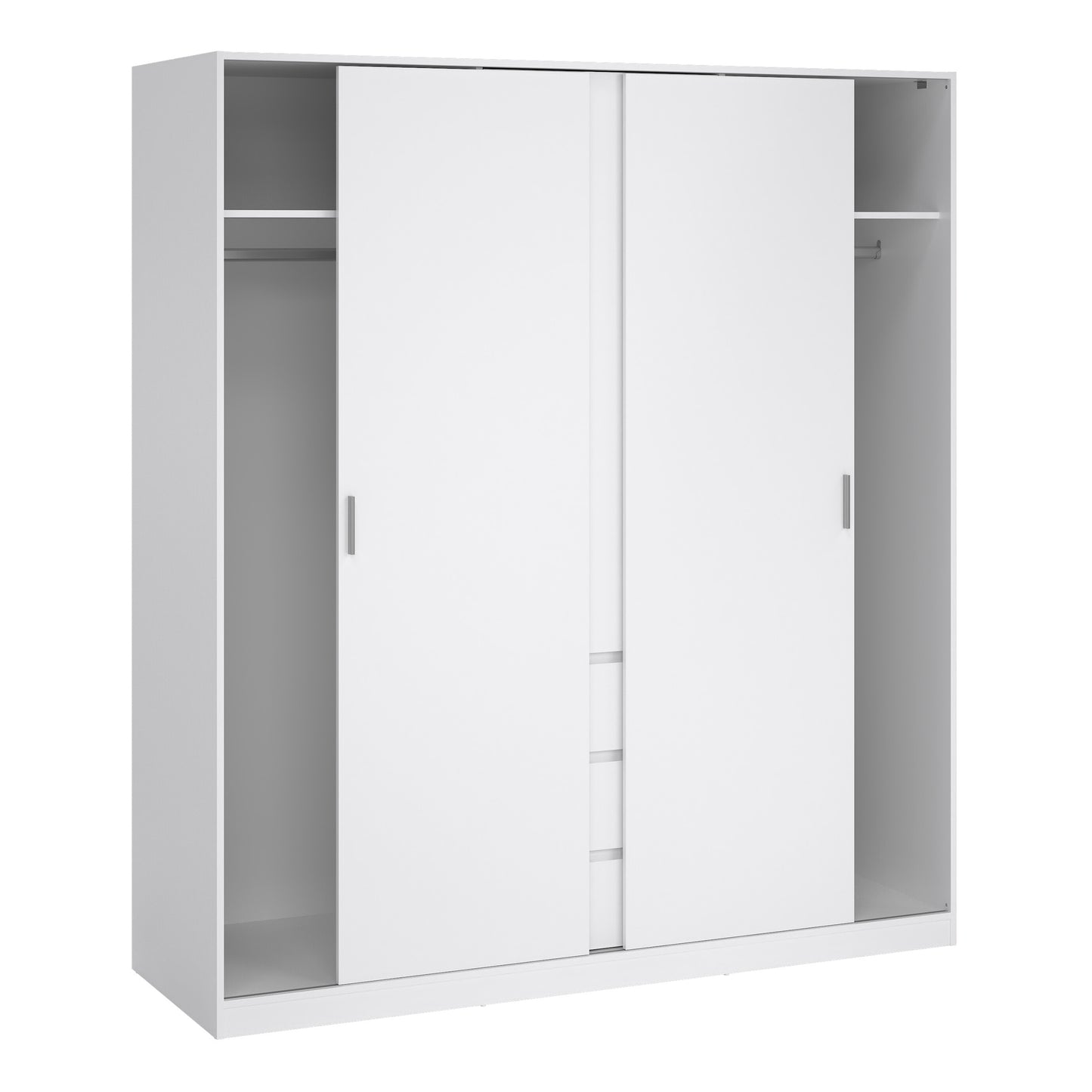 naia wardrobe with 2 sliding doors 1 door 3 drawers in white high gloss
