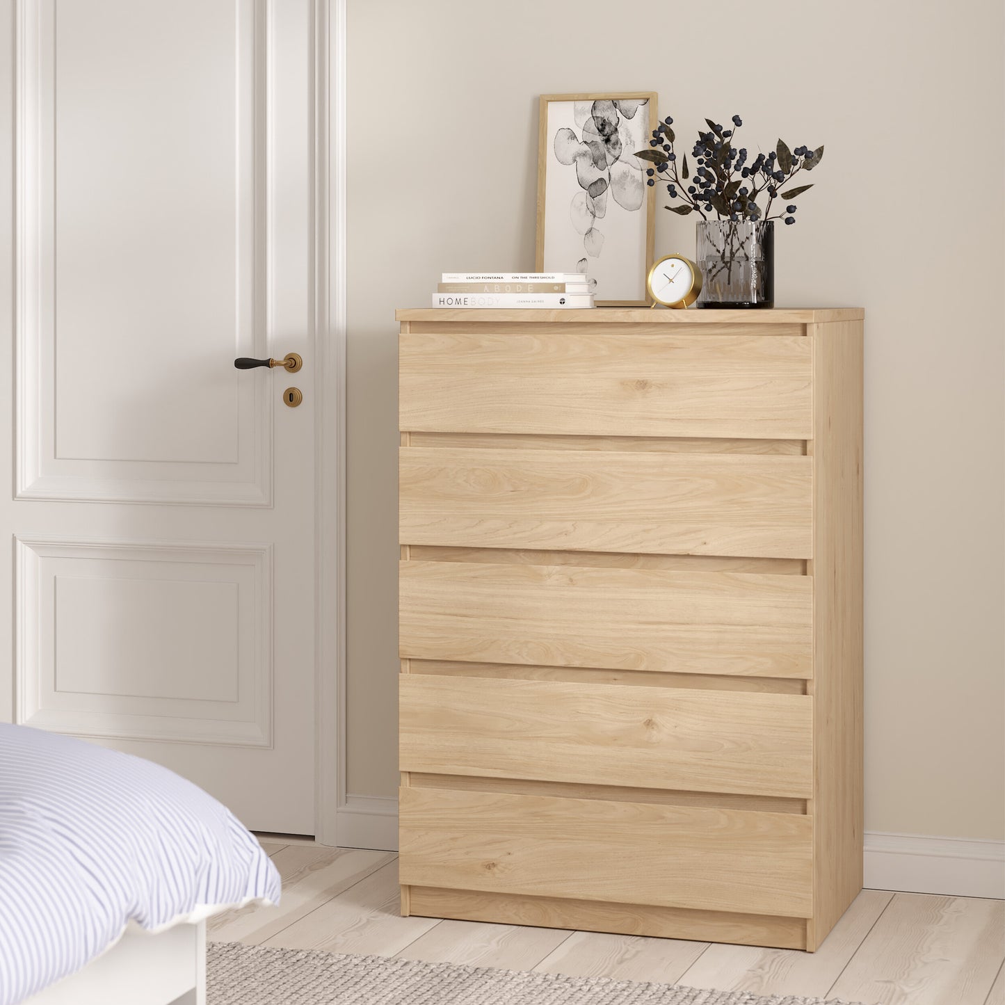 naia chest of 5 drawers in jackson hickory oak