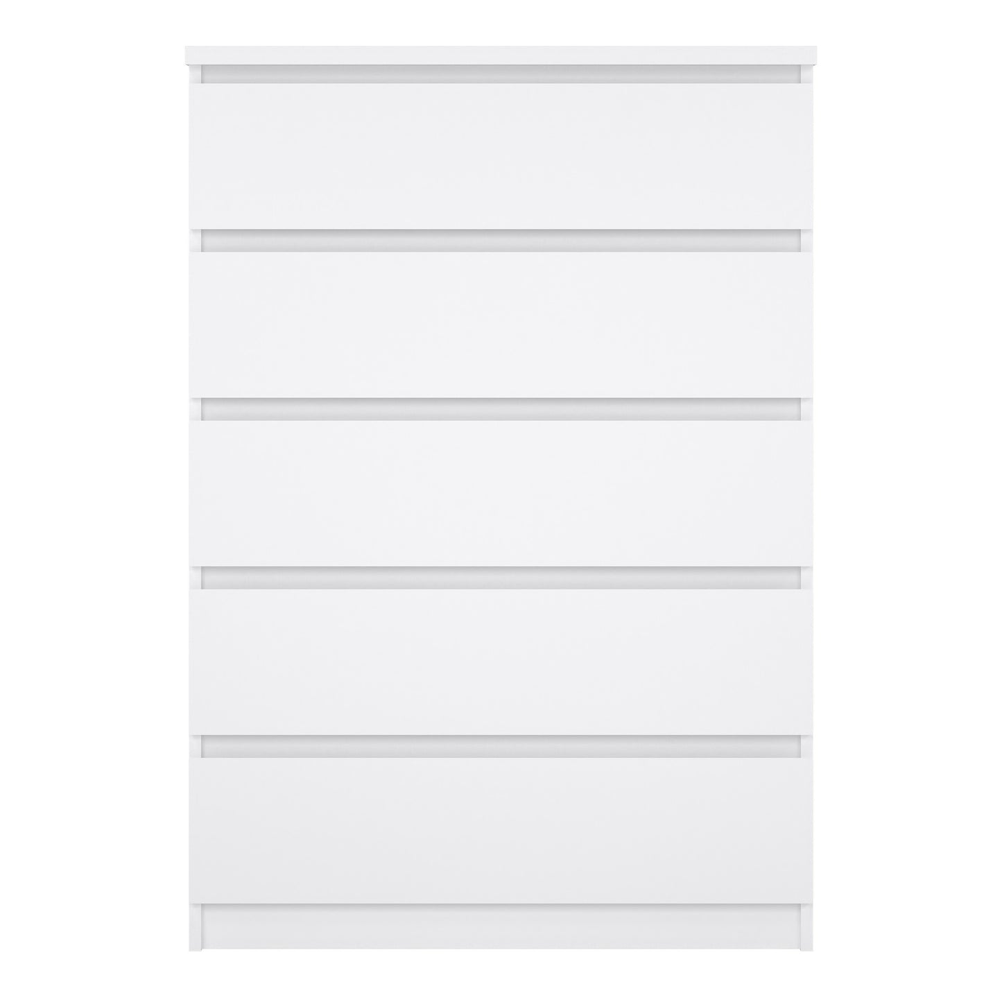 naia chest of 5 drawers in white high gloss