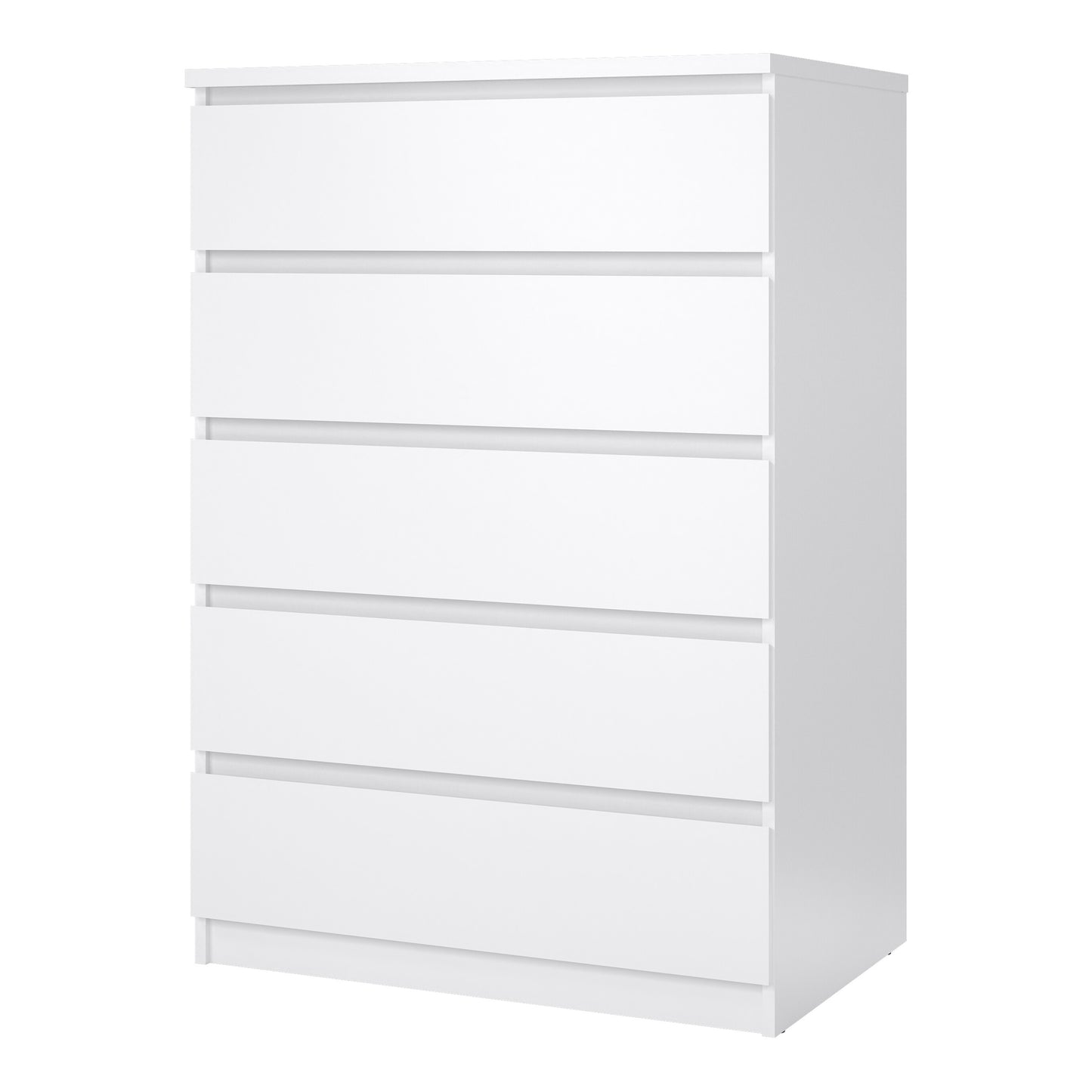 naia chest of 5 drawers in white high gloss