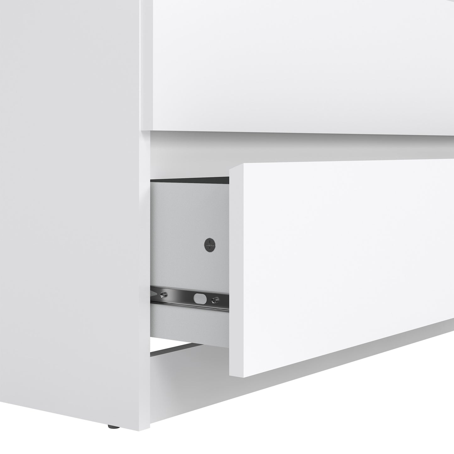 naia chest of 5 drawers in white high gloss