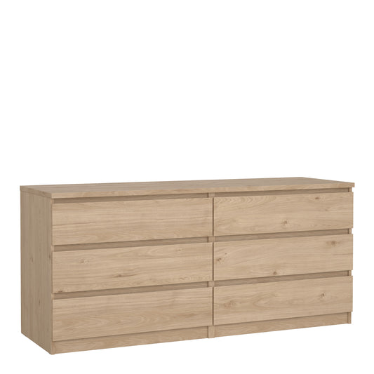 naia wide chest of 6 drawers (3+3) in jackson hickory oak