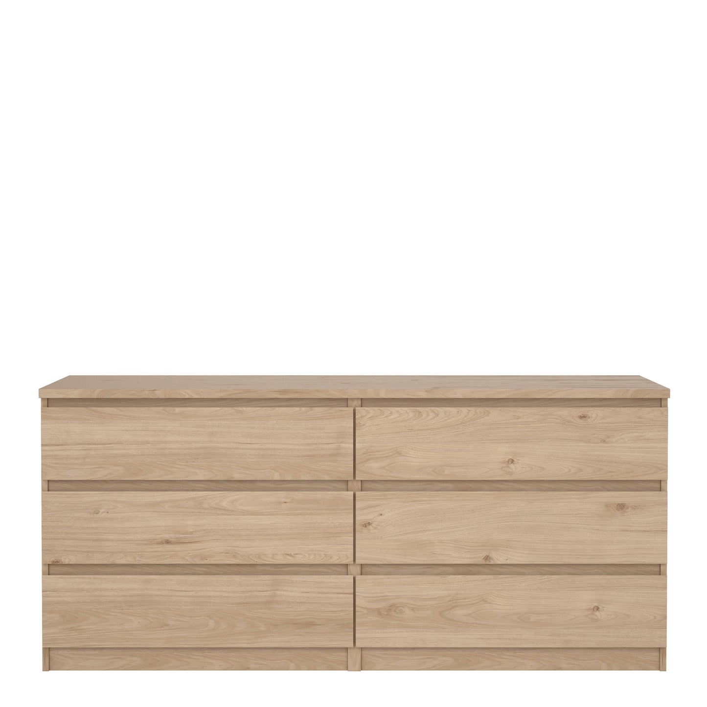 naia wide chest of 6 drawers (3+3) in jackson hickory oak
