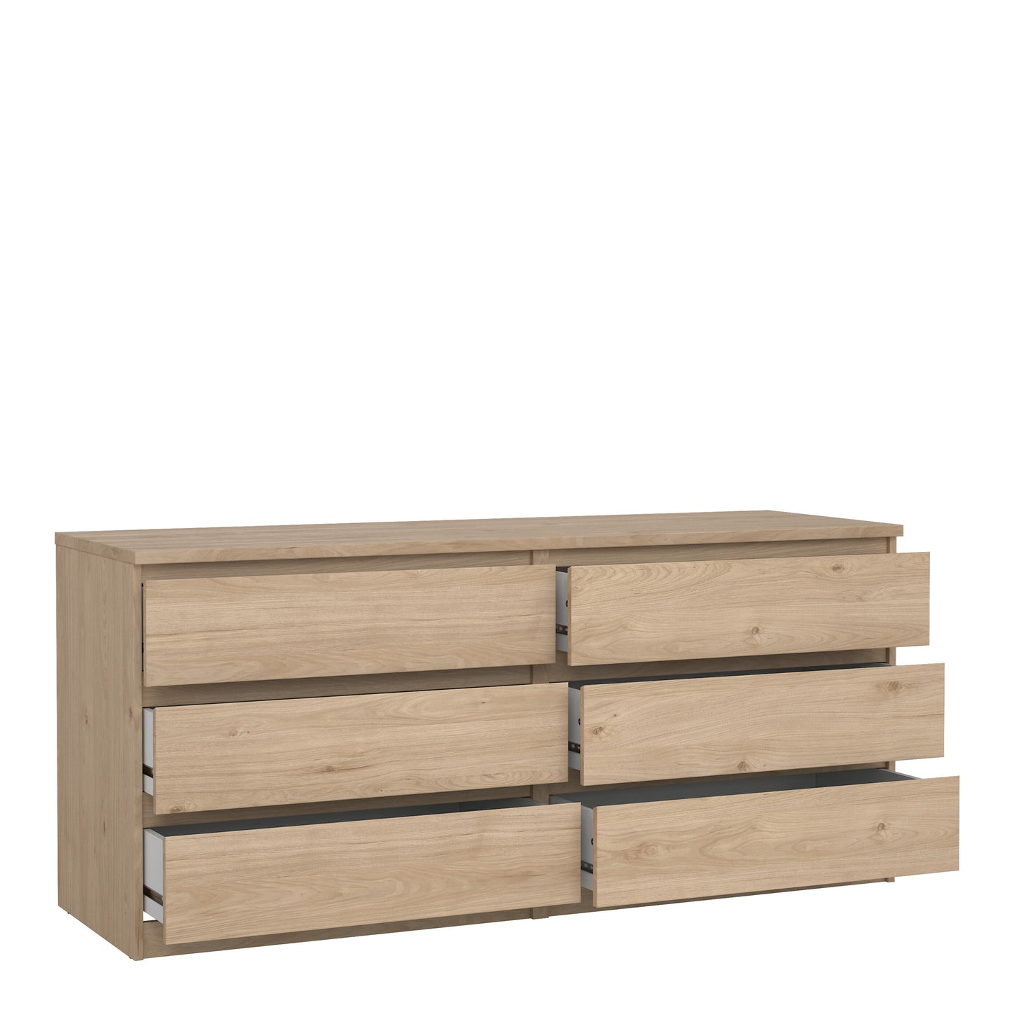 naia wide chest of 6 drawers (3+3) in jackson hickory oak