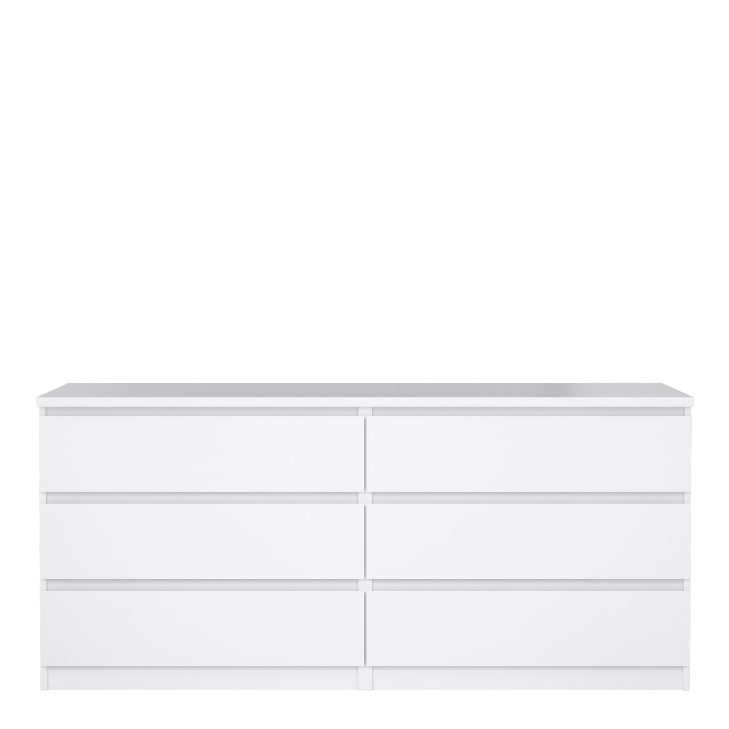 naia wide chest of 6 drawers (3+3) in white high gloss