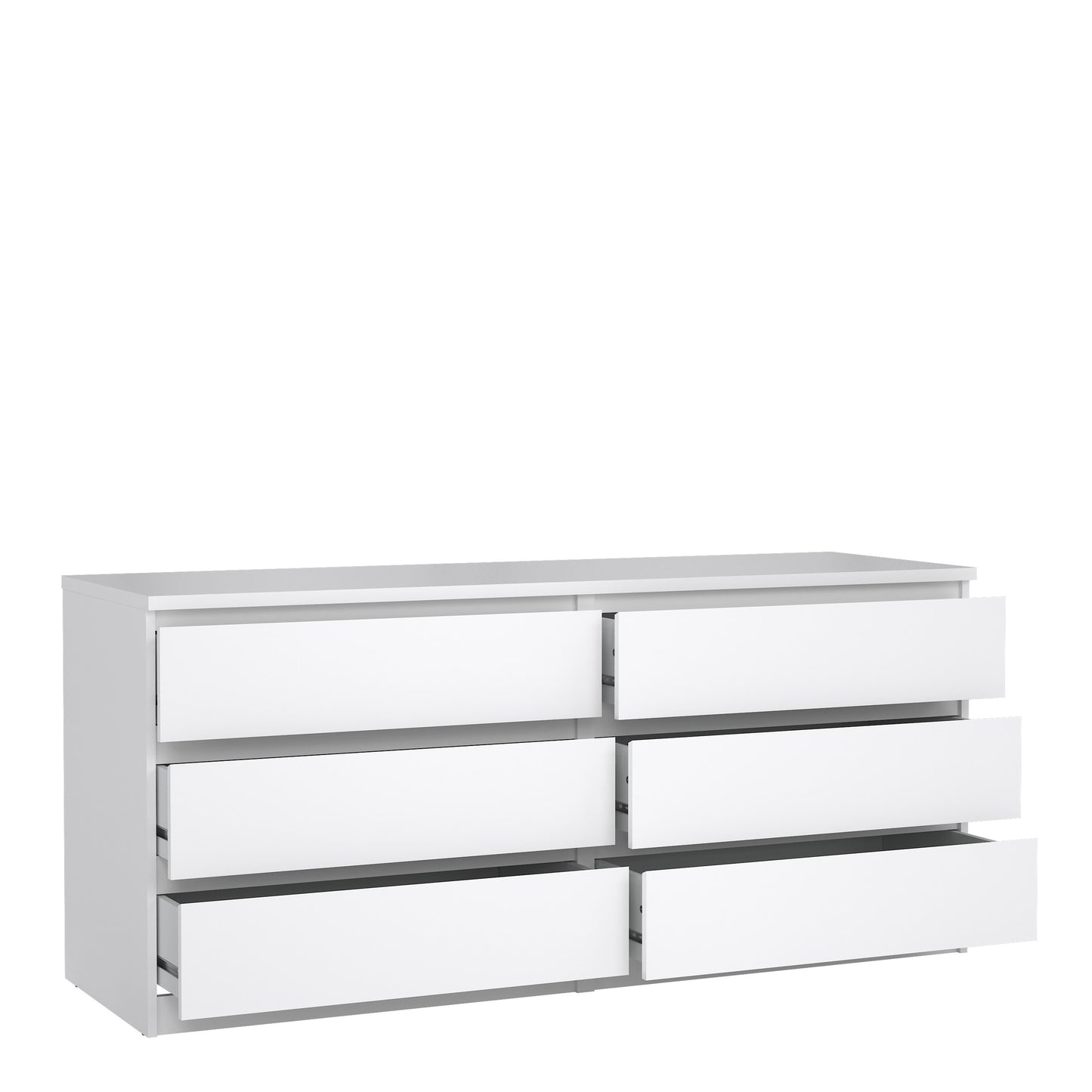 naia wide chest of 6 drawers (3+3) in white high gloss