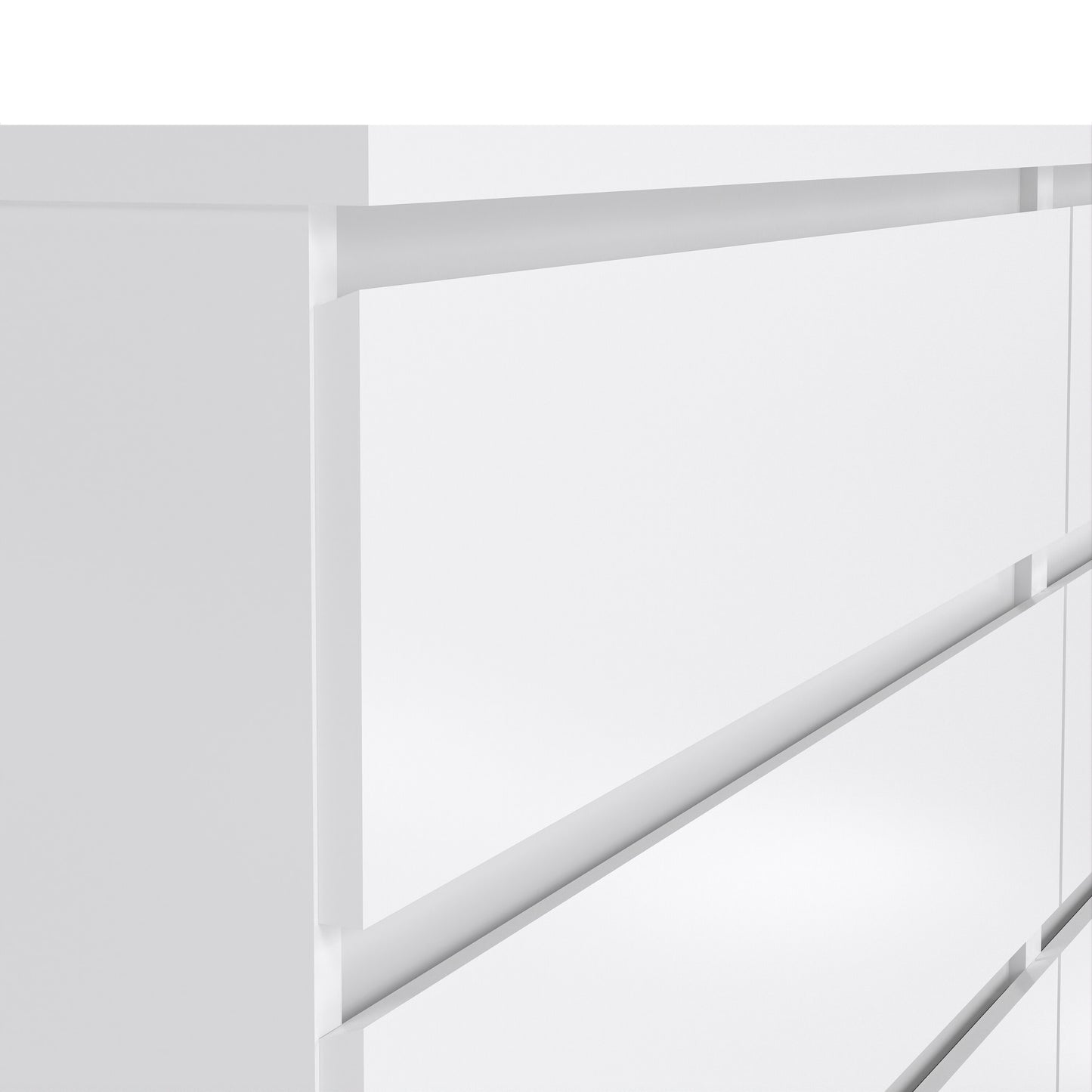 naia wide chest of 6 drawers (3+3) in white high gloss
