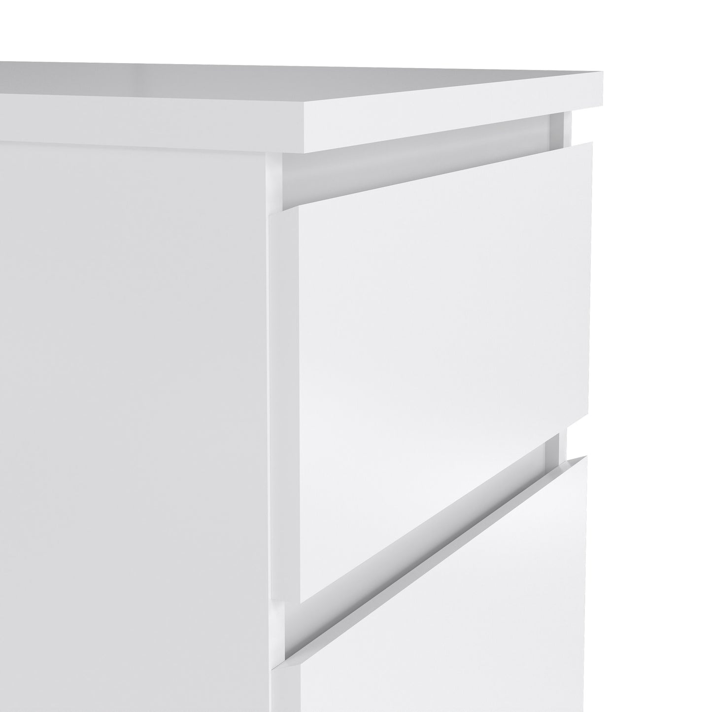 naia narrow chest of 5 drawers in white high gloss
