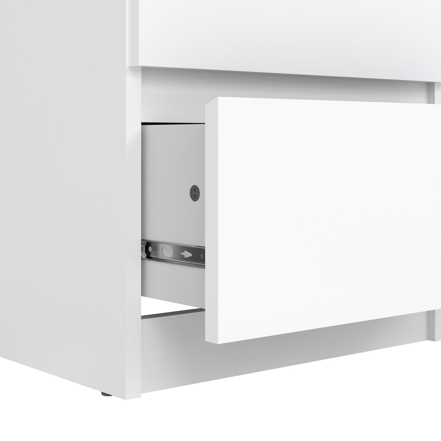 naia narrow chest of 5 drawers in white high gloss