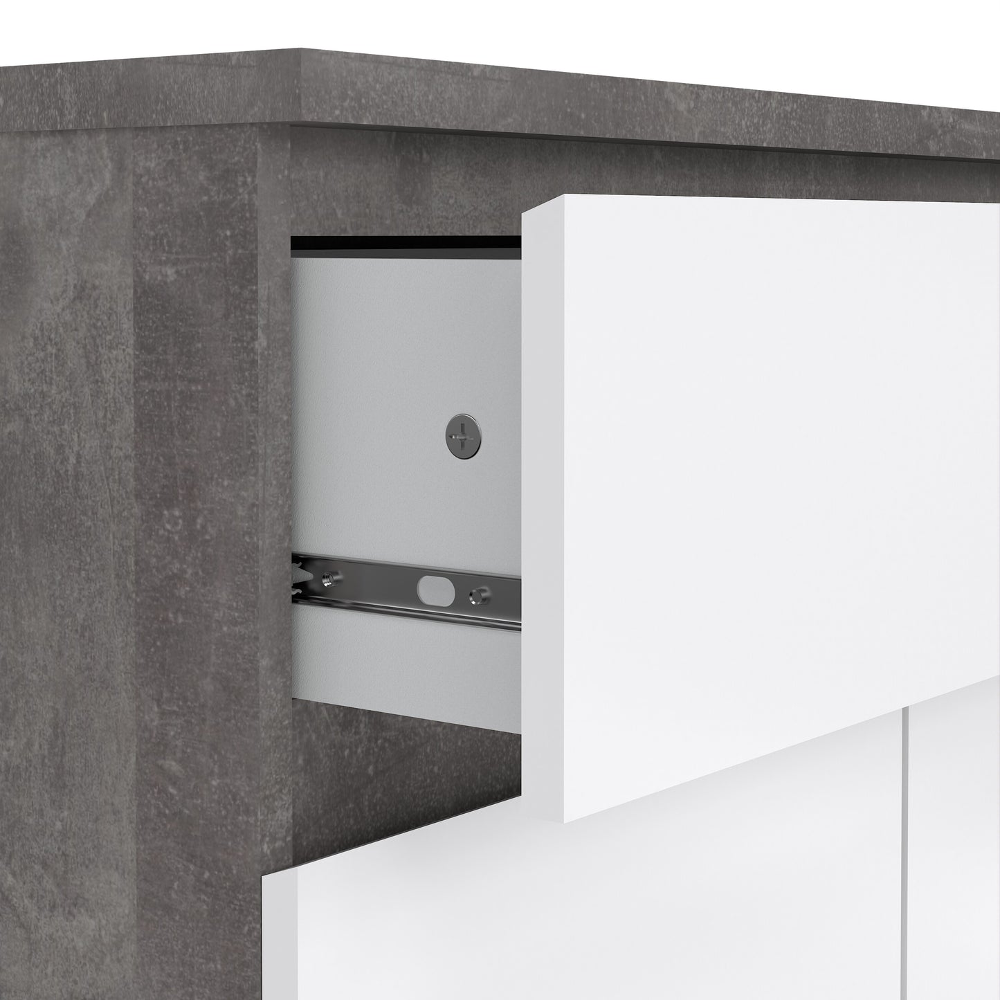 naia sideboard 1 drawer 2 doors in concrete and white high gloss