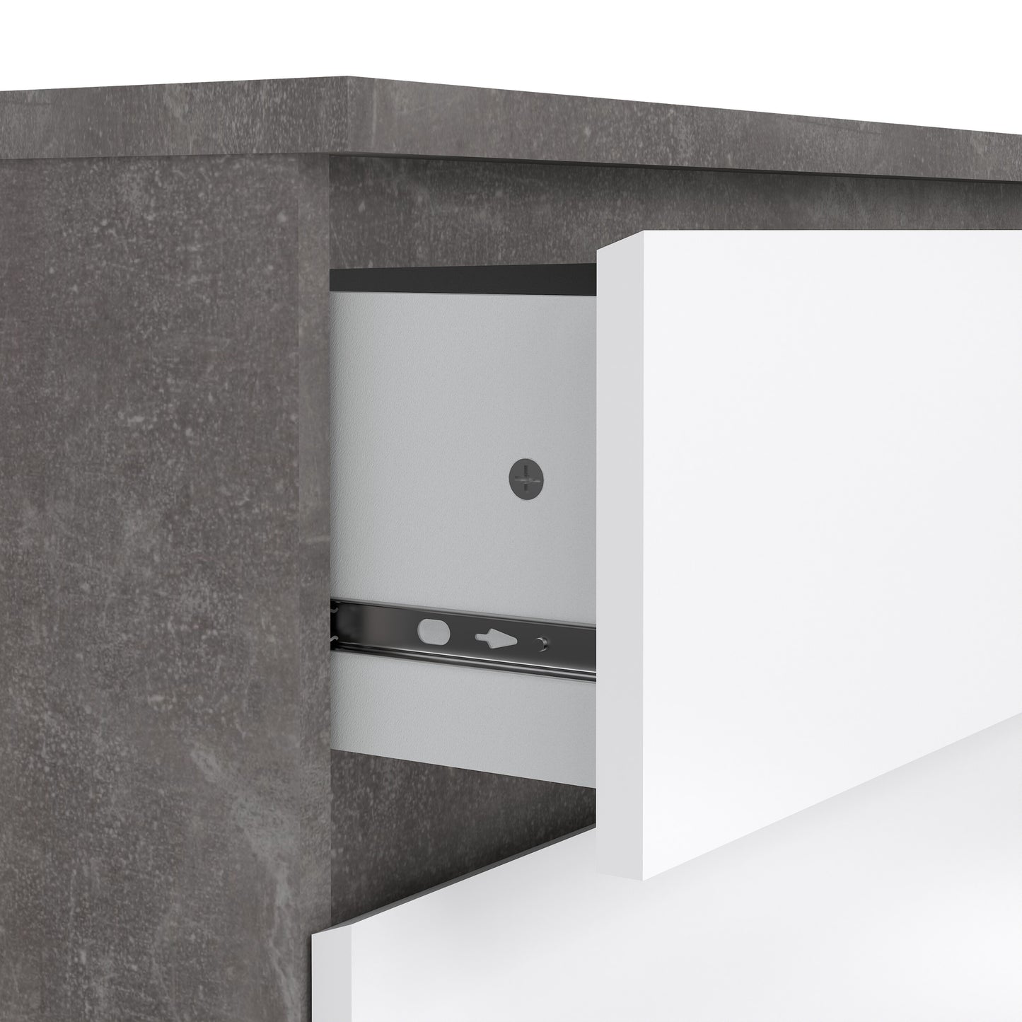 naia chest of 3 drawers in concrete and white high gloss