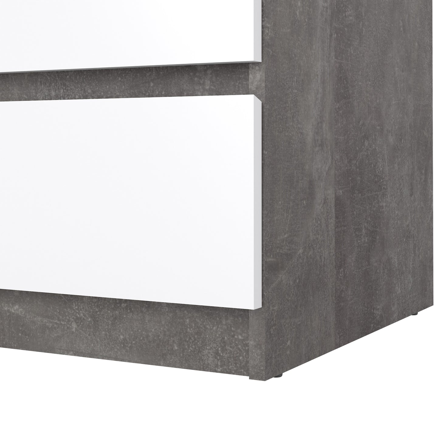 naia chest of 3 drawers in concrete and white high gloss